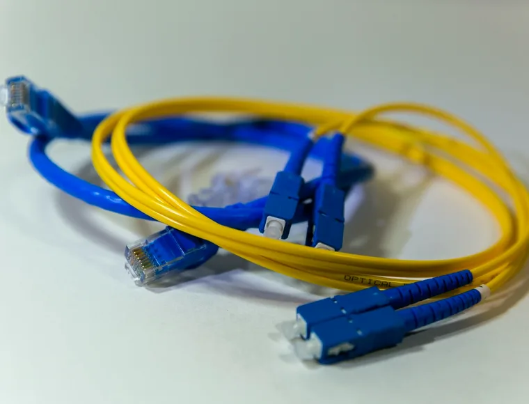 Patch bay and cabling behind the desk
